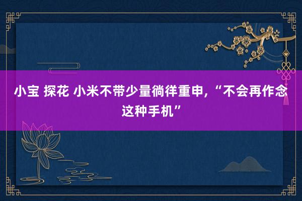 小宝 探花 小米不带少量徜徉重申， “不会再作念这种手机”