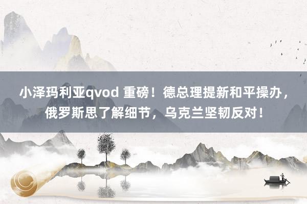 小泽玛利亚qvod 重磅！德总理提新和平操办，俄罗斯思了解细节，乌克兰坚韧反对！