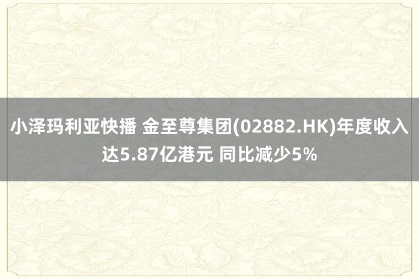 小泽玛利亚快播 金至尊集团(02882.HK)年度收入达5.87亿港元 同比减少5%