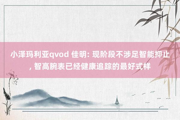 小泽玛利亚qvod 佳明: 现阶段不涉足智能抑止， 智高腕表已经健康追踪的最好式样