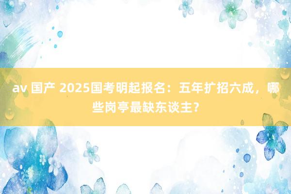 av 国产 2025国考明起报名：五年扩招六成，哪些岗亭最缺东谈主？