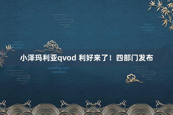 小泽玛利亚qvod 利好来了！四部门发布