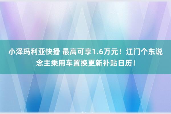 小泽玛利亚快播 最高可享1.6万元！江门个东说念主乘用车置换更新补贴日历！