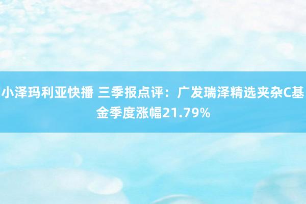 小泽玛利亚快播 三季报点评：广发瑞泽精选夹杂C基金季度涨幅21.79%