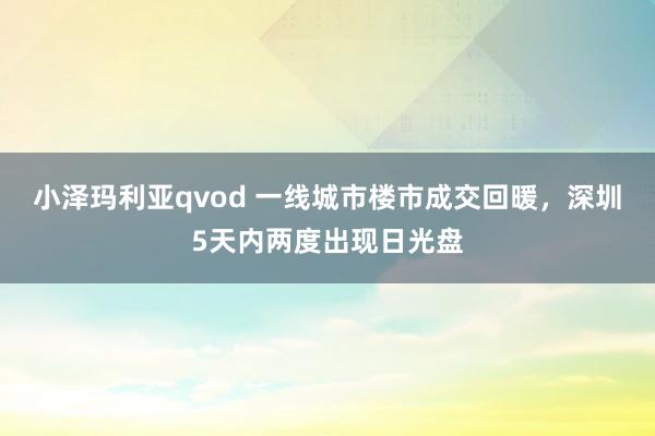 小泽玛利亚qvod 一线城市楼市成交回暖，深圳5天内两度出现日光盘