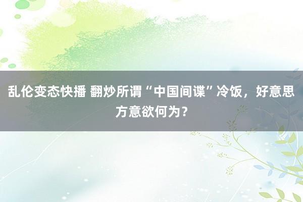 乱伦变态快播 翻炒所谓“中国间谍”冷饭，好意思方意欲何为？