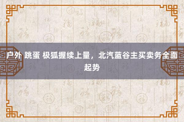 户外 跳蛋 极狐握续上量，北汽蓝谷主买卖务全面起势