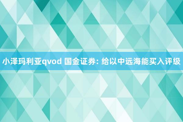 小泽玛利亚qvod 国金证券: 给以中远海能买入评级