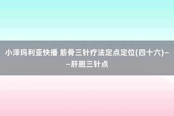 小泽玛利亚快播 筋骨三针疗法定点定位(四十六)——肝胆三针点