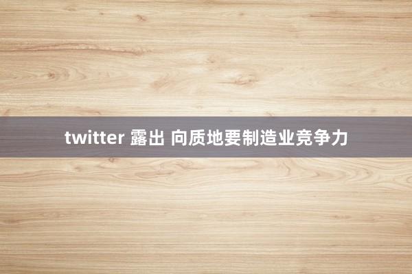 twitter 露出 向质地要制造业竞争力