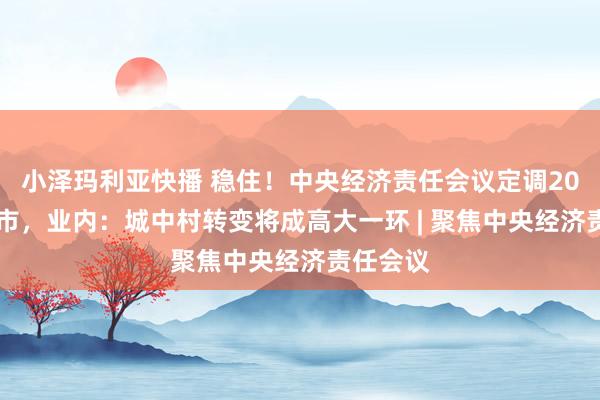 小泽玛利亚快播 稳住！中央经济责任会议定调2025年楼市，业内：城中村转变将成高大一环 | 聚焦中央经济责任会议