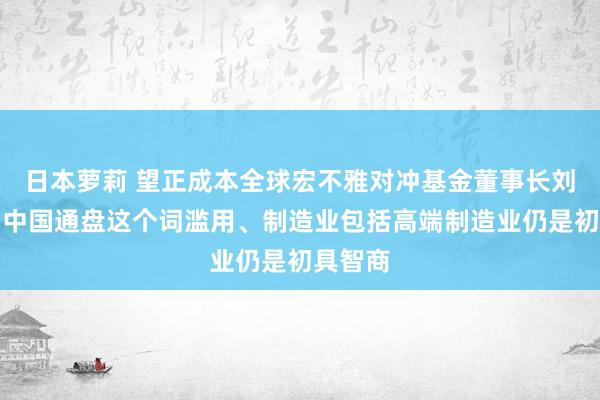 日本萝莉 望正成本全球宏不雅对冲基金董事长刘陈杰：中国通盘这个词滥用、制造业包括高端制造业仍是初具智商