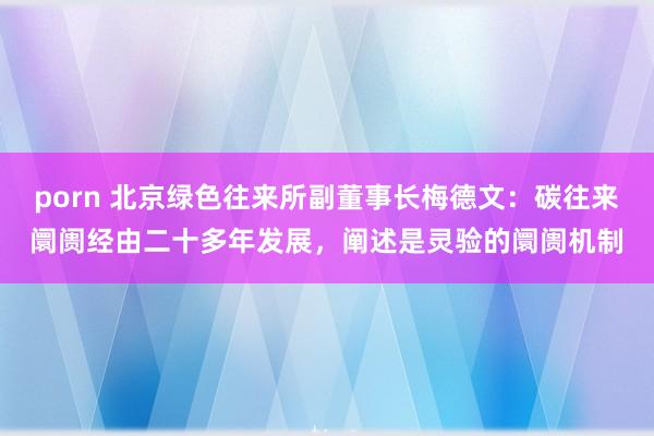 porn 北京绿色往来所副董事长梅德文：碳往来阛阓经由二十多年发展，阐述是灵验的阛阓机制