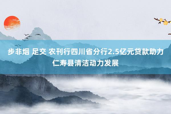 步非烟 足交 农刊行四川省分行2.5亿元贷款助力仁寿县清洁动力发展