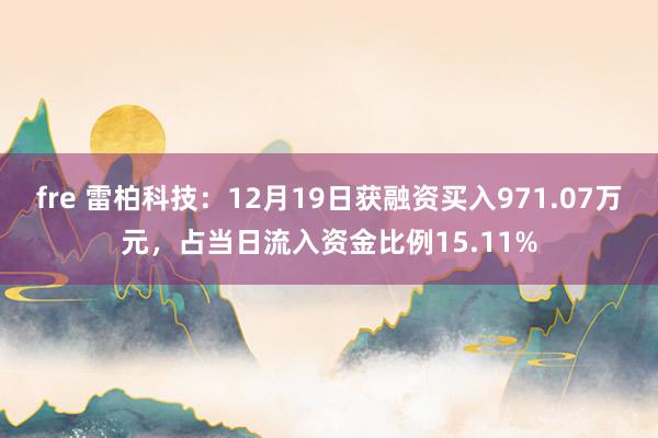 fre 雷柏科技：12月19日获融资买入971.07万元，占当日流入资金比例15.11%