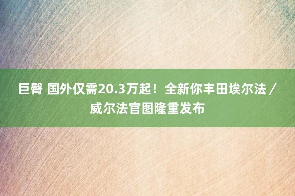 巨臀 国外仅需20.3万起！全新你丰田埃尔法／威尔法官图隆重发布