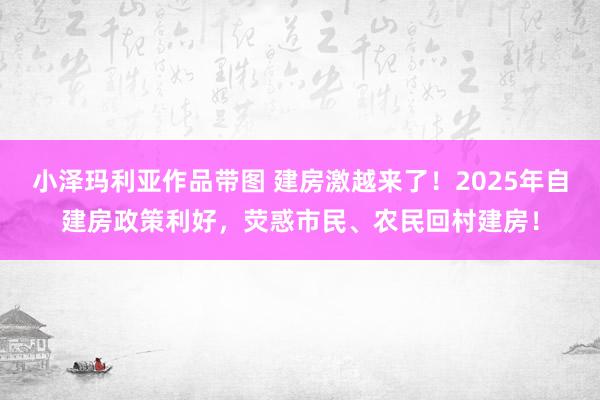 小泽玛利亚作品带图 建房激越来了！2025年自建房政策利好，荧惑市民、农民回村建房！