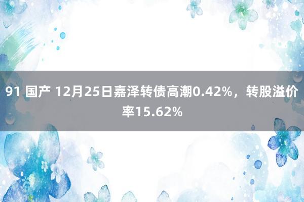 91 国产 12月25日嘉泽转债高潮0.42%，转股溢价率1