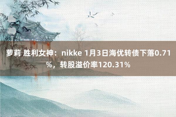 萝莉 胜利女神：nikke 1月3日海优转债下落0.71%，