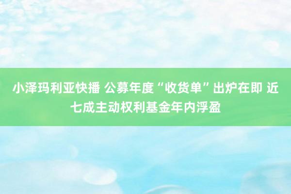 小泽玛利亚快播 公募年度“收货单”出炉在即 近七成主动权利基金年内浮盈