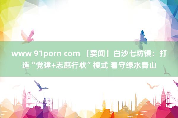 www 91porn com 【要闻】白沙七坊镇：打造“党建