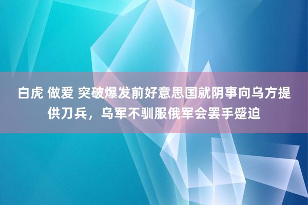 白虎 做爱 突破爆发前好意思国就阴事向乌方提供刀兵，乌军不驯