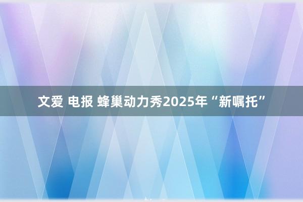 文爱 电报 蜂巢动力秀2025年“新嘱托”