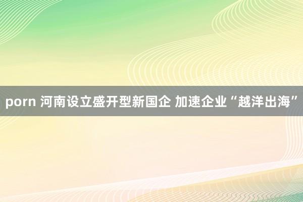 porn 河南设立盛开型新国企 加速企业“越洋出海”