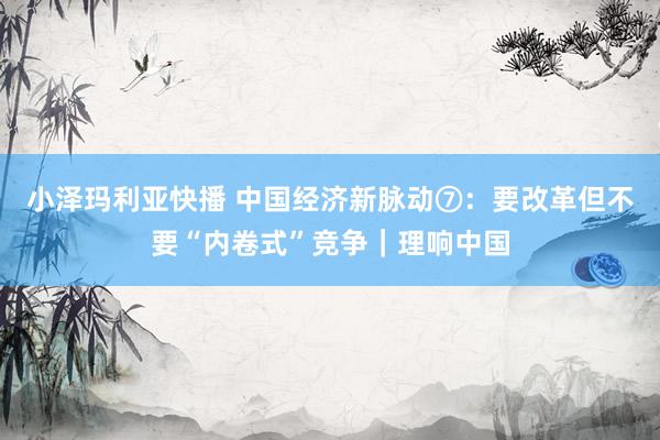 小泽玛利亚快播 中国经济新脉动⑦：要改革但不要“内卷式”竞争｜理响中国